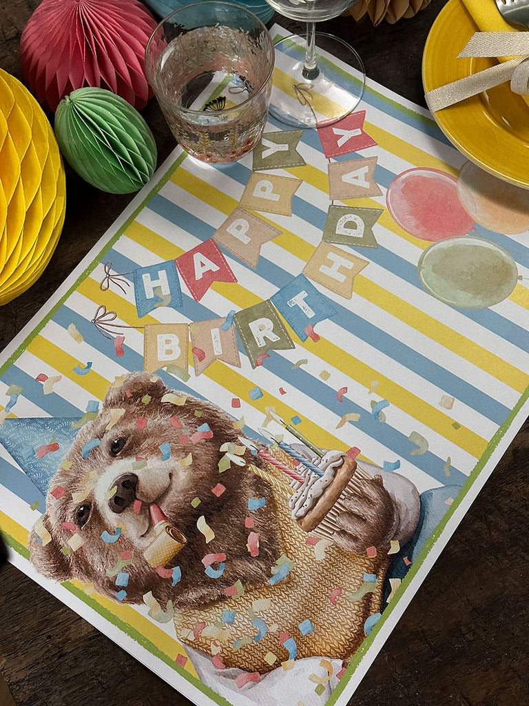 White Placemat · Stripes Bear