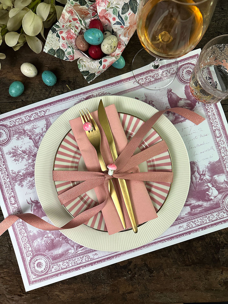 White Placemat · Pink Toile de Jouy