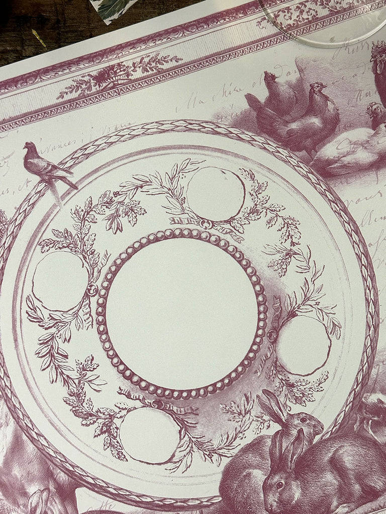 White Placemat · Pink Toile de Jouy