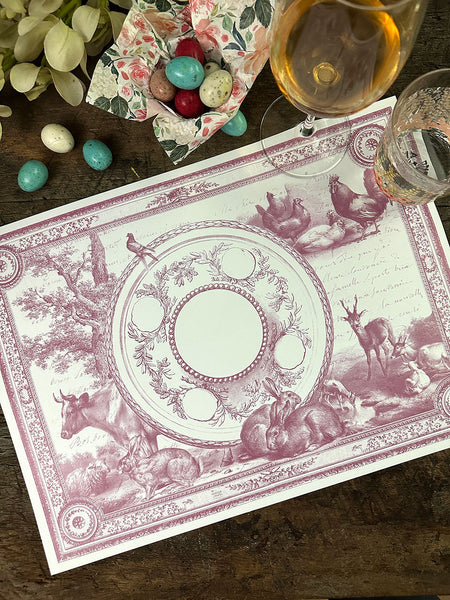 White Placemat · Pink Toile de Jouy