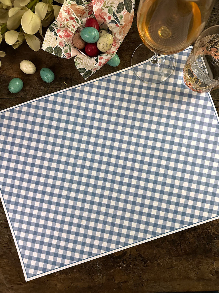 White Placemat · Vichy Light Blue