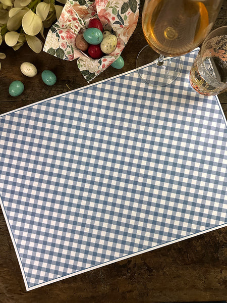 White Placemat · Vichy Light Blue