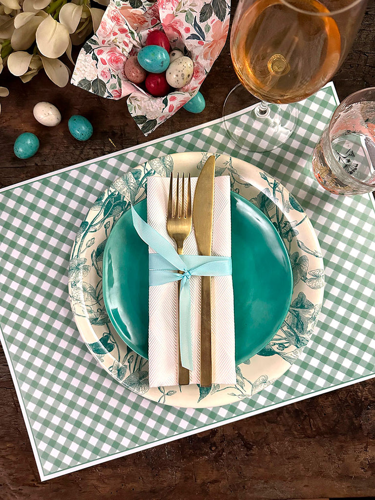 White Placemat · Vichy Turquoise