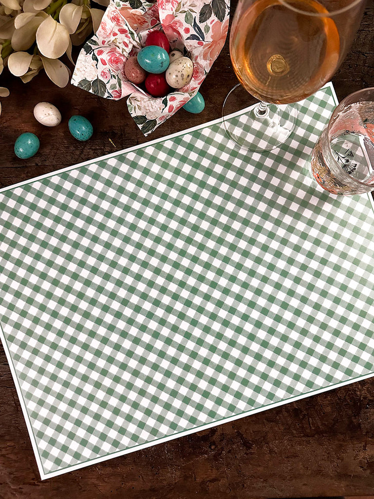 White Placemat · Vichy Turquoise