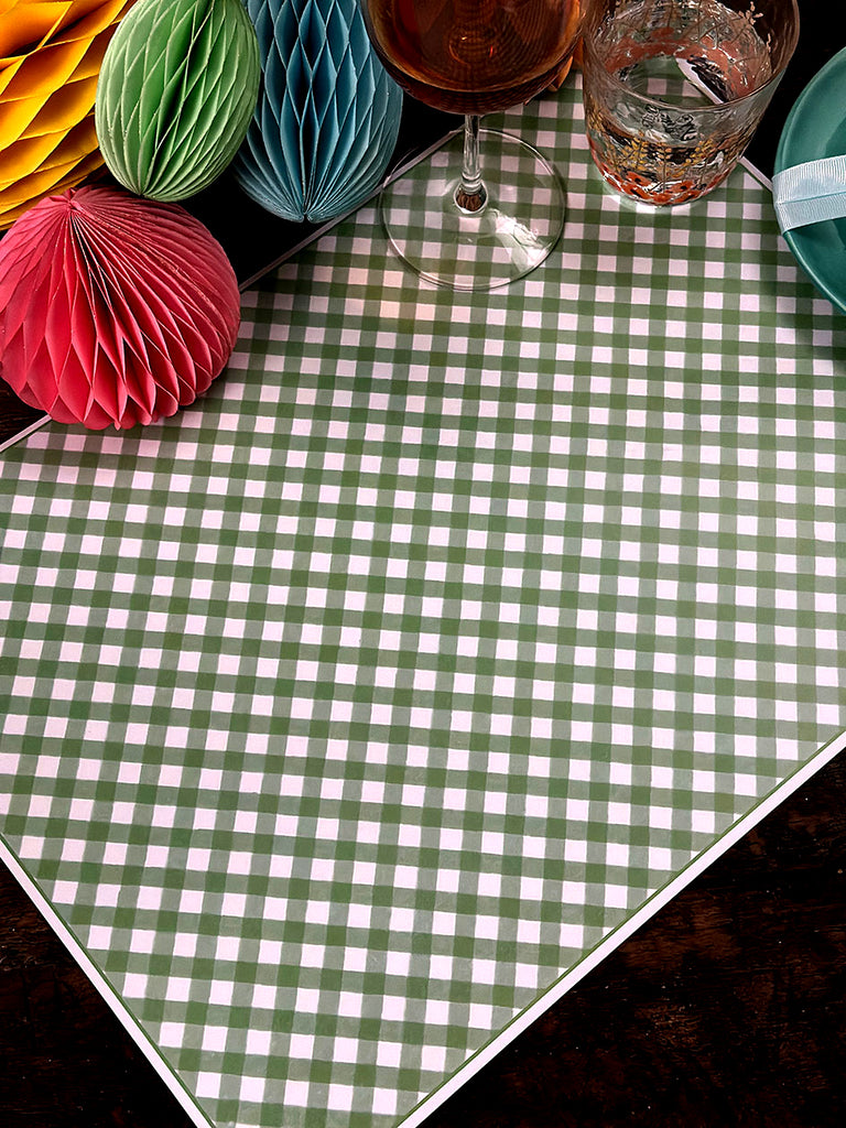 White Placemat · Vichy Green
