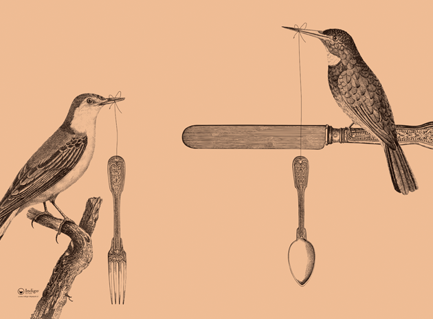 Kraft Placemat · Silverware Birds