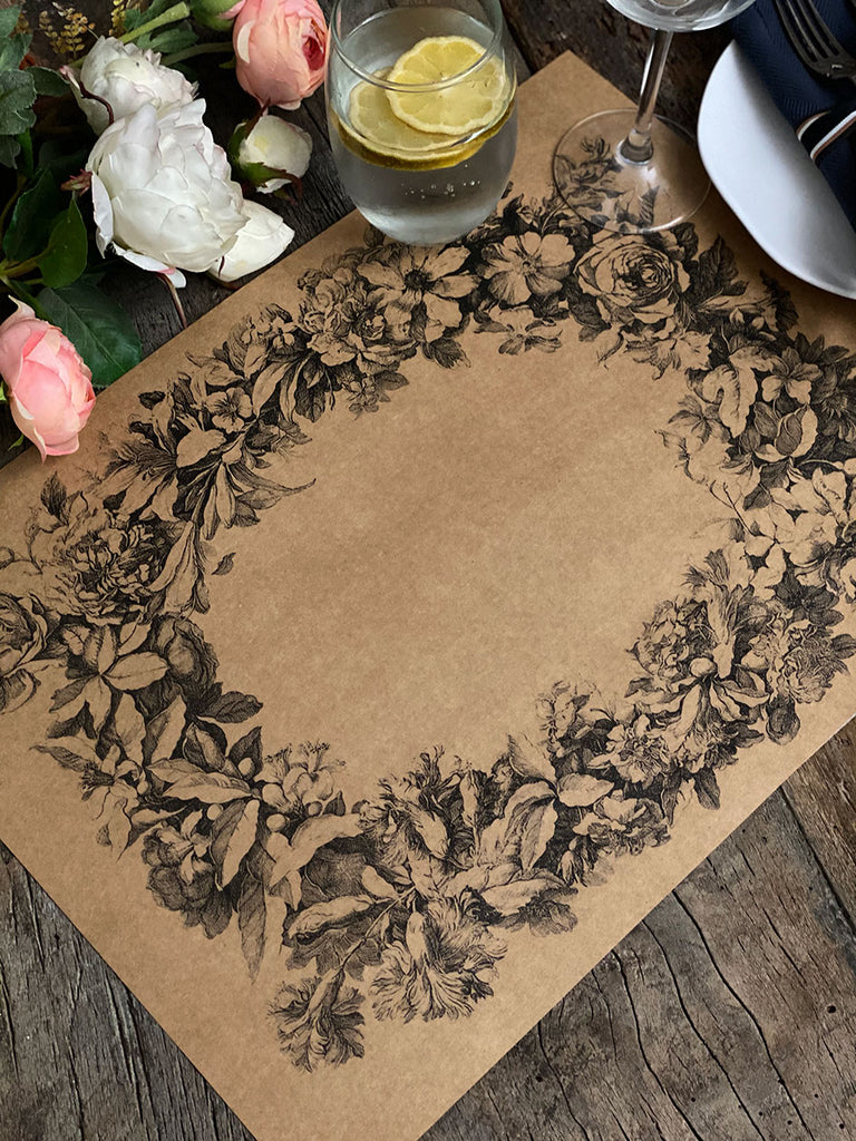 Kraft Placemat · Flower Wreath
