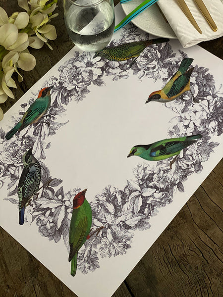 White Placemat · Bird Wreath