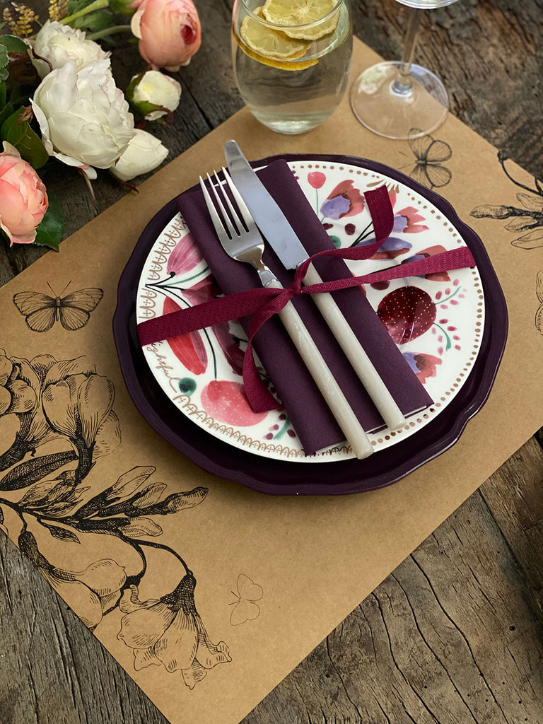 Kraft Placemat · Butterfly Flowers