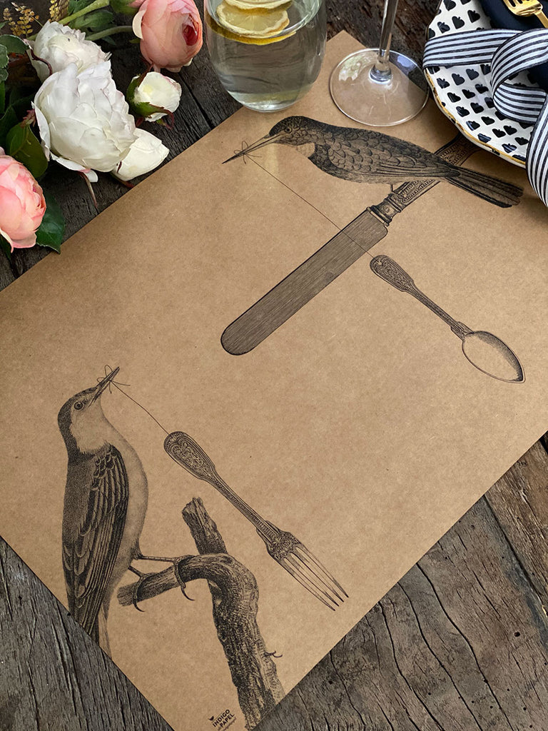 Kraft Placemat · Silverware Birds