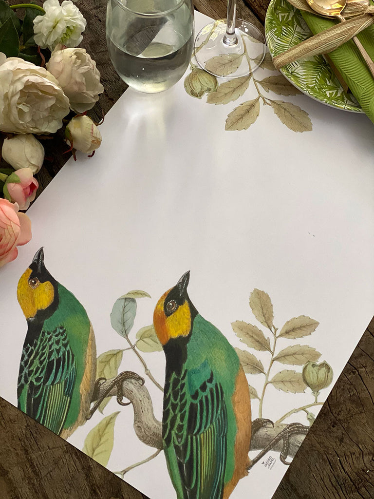 White Placemat · Yellow Birds