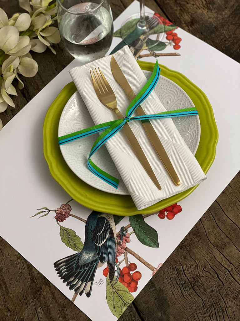 White Placemat · Fruit Birds