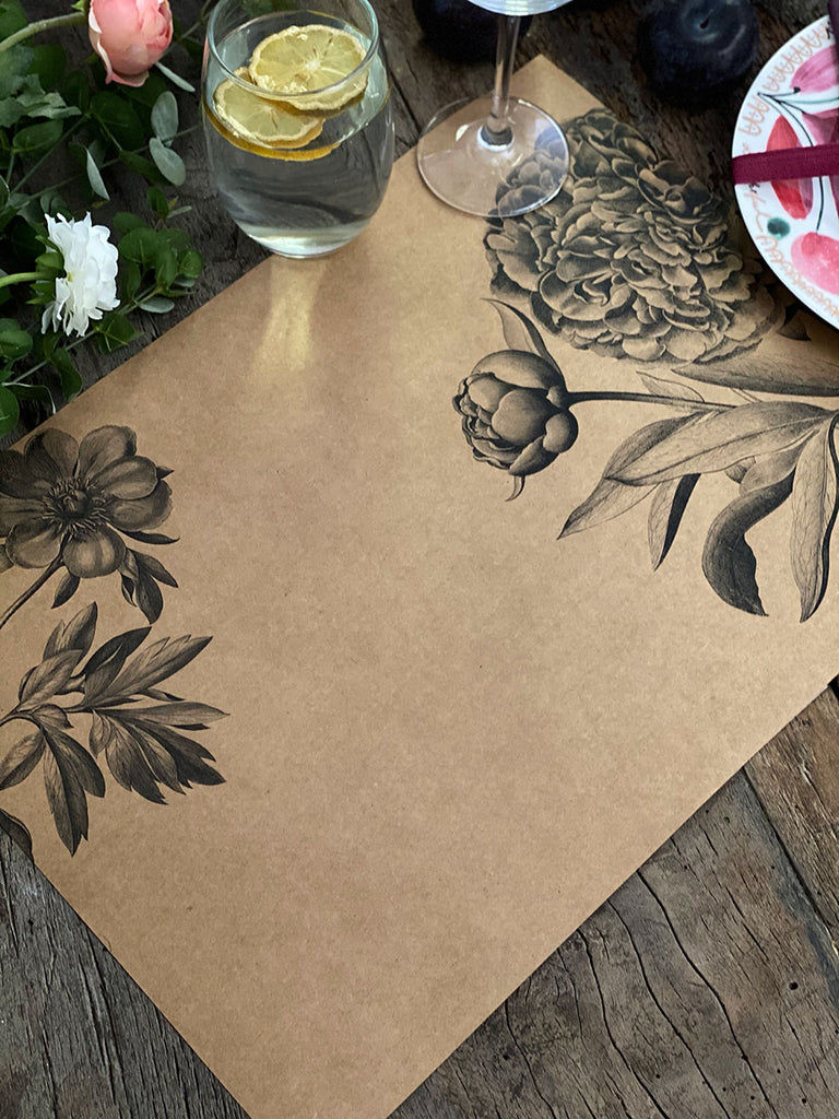 Kraft Placemat · Peonies