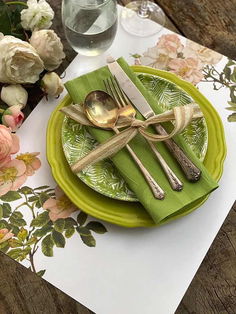 White Placemat · Roses