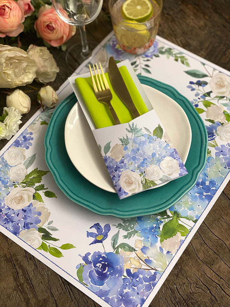 White Placemat · Violet Hydrangea