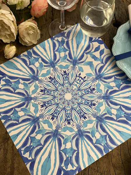 Square Placemat · Blue Watercolor