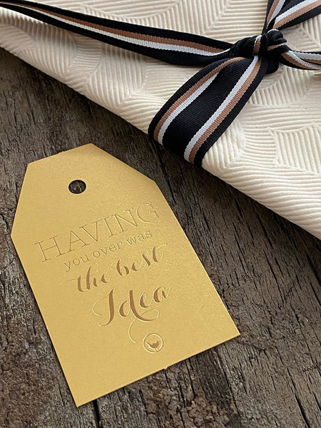 Table Tag Having You · Gold