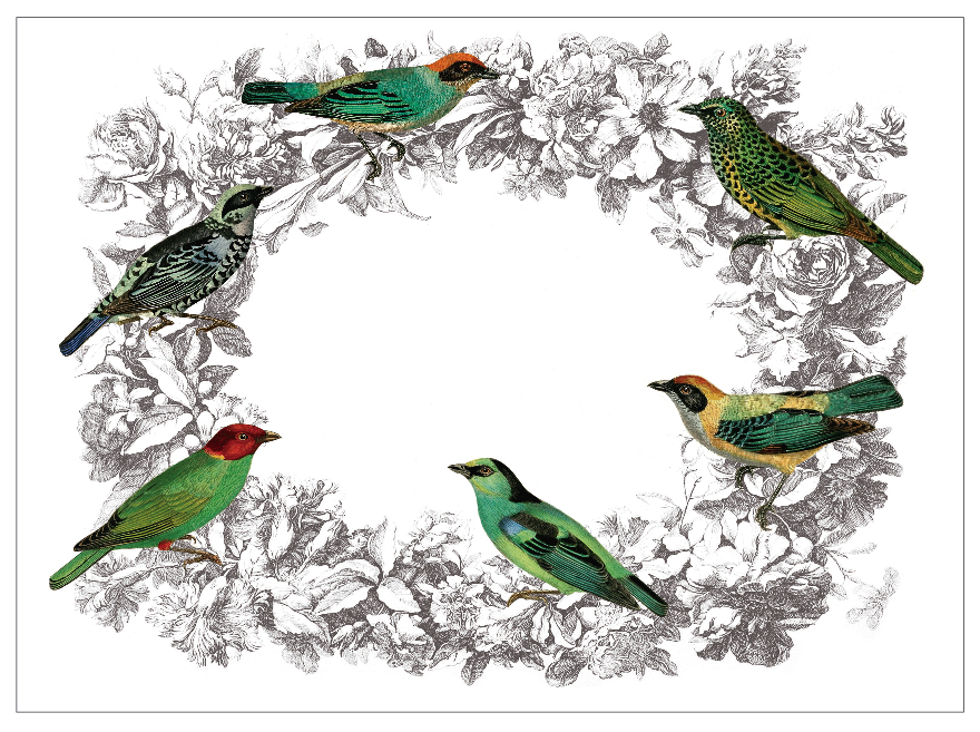 White Placemat · Bird Wreath