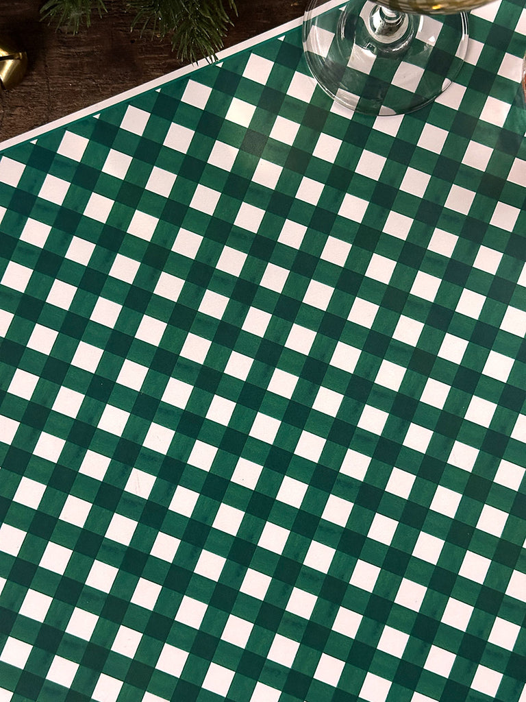 White Placemat · Green Quadrillé