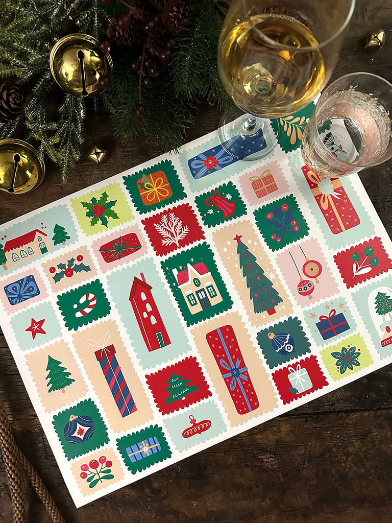 White Placemat · Stamps