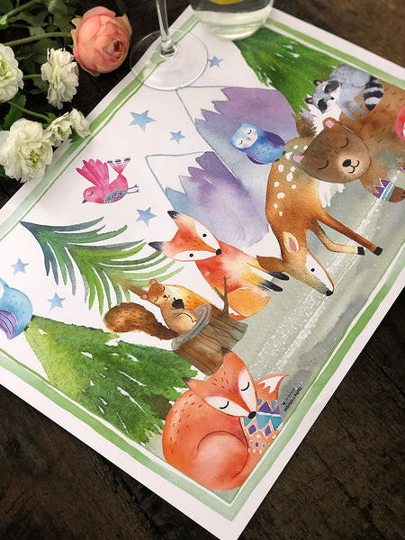 White Placemat · Birthday Forest