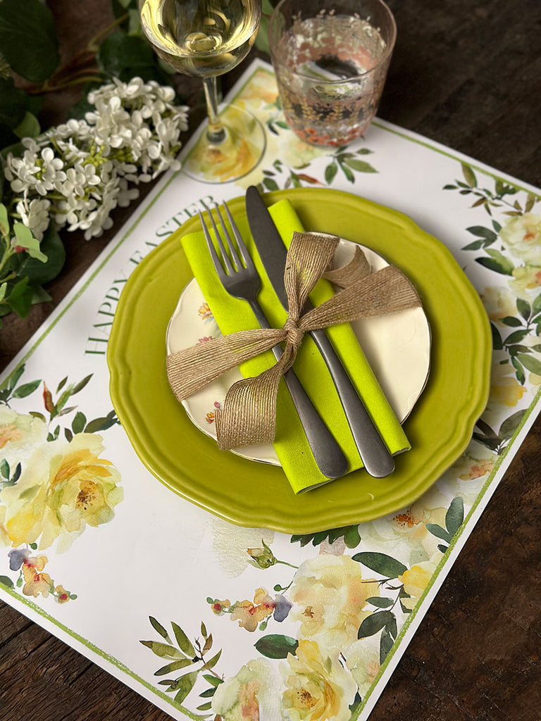 White Placemat · Bunny Flowers