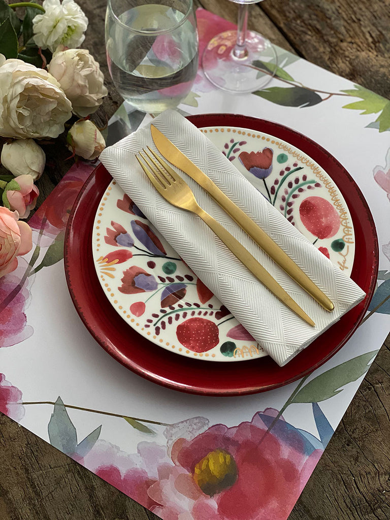 White Placemat · Color Peonies