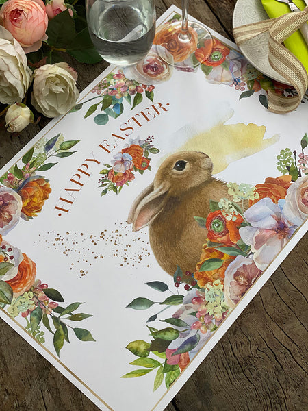 White Placemat · Ranunculus Bunny