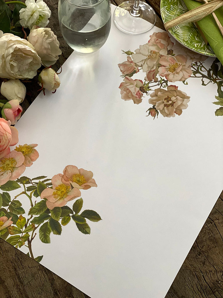 White Placemat · Roses