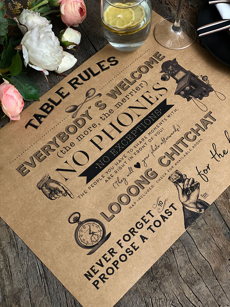 Kraft Placemat · Table Rules
