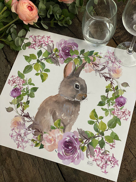 Square Placemat · Peonies Bunny
